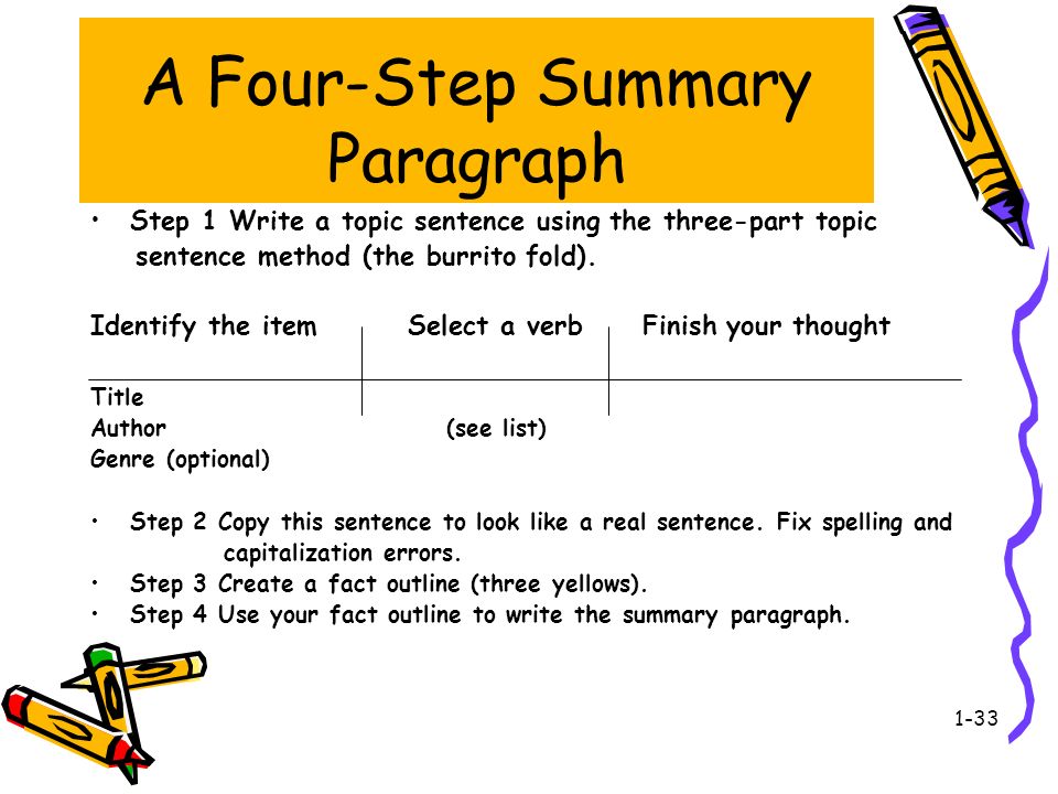 How to write a sentence fish summary